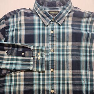 John Bartlett Consensus Men's XL Blue Plaid Button Down Shirt Cotton Long Sleeve